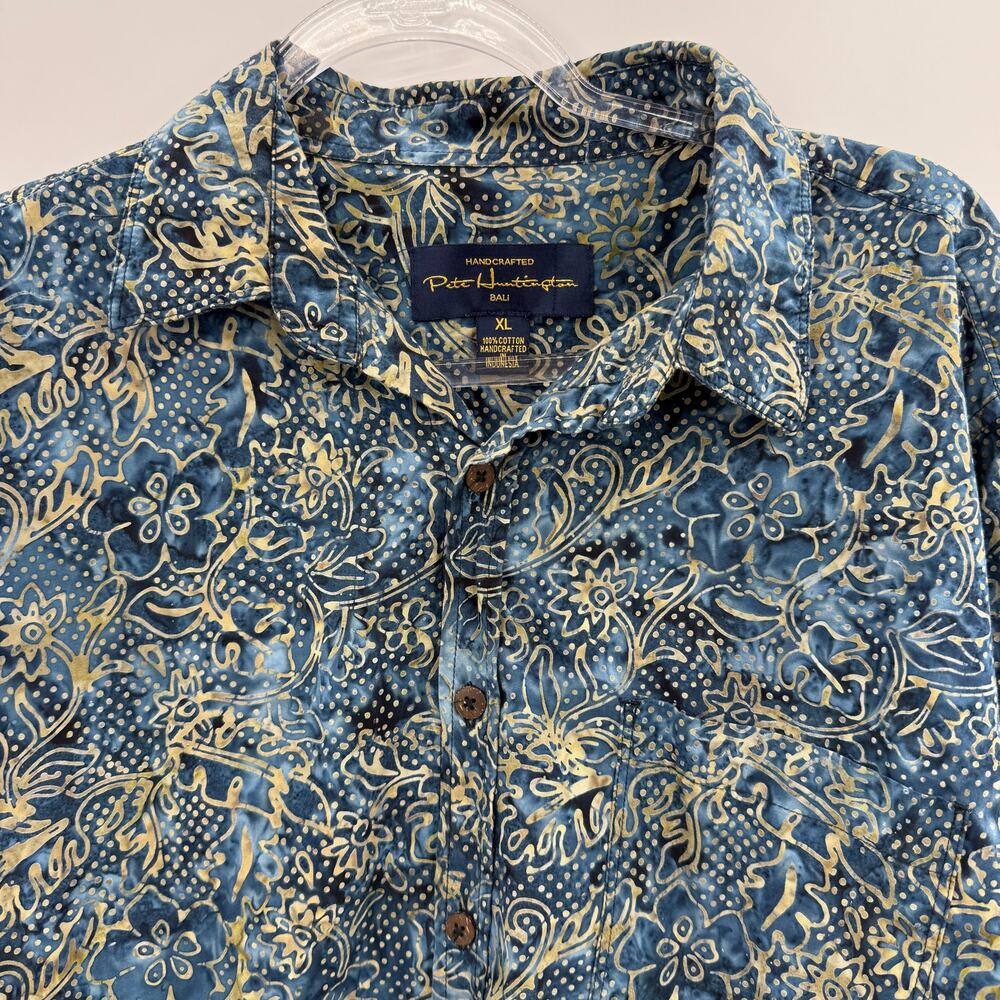 PETE HUNTINGTON Long Sleeve Shirt Mens Size XL Blue Gold Hand Dyed Button Front - Picture 4 of 9